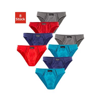 Slip LE JOGGER "Minislip", Herren, Gr. 6, 8 Stk., bunt, Single Jersey, Obermaterial: 95% Baumwolle, 5% Elasthan, unifarben, körpernah, Unterhosen Slip, knappe Form, schöne Farben mit kontrastfarbenen Pipings