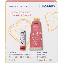 KORRES Everyday Essentials Hands & Lip To Go Peony Rose Geschenkpackung