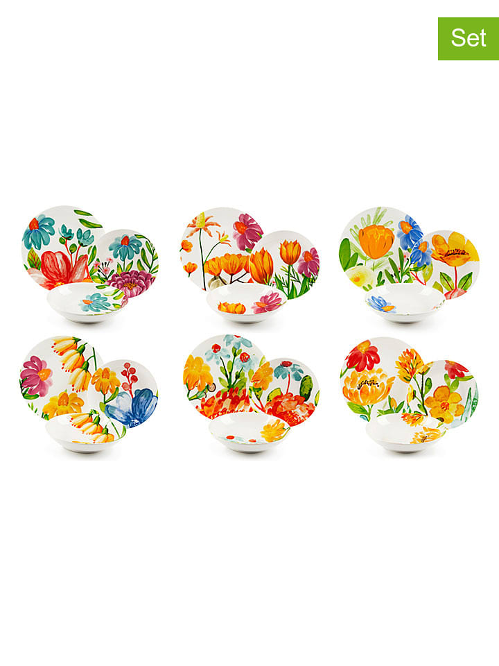 Trendy Kitchen by EXCÉLSA 18tlg. Tafelservice "Blooming" in Bunt - onesize