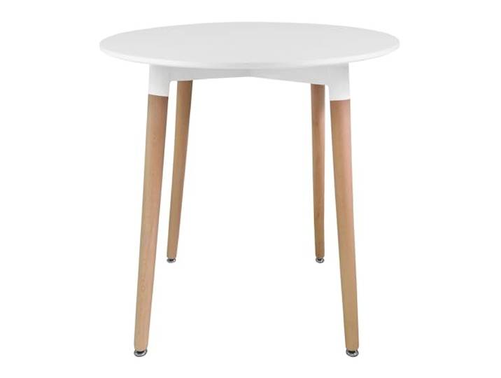 NMK HOME Runder Esstisch Ø80 cm Weiß Buchenholzbeine Höhenverstellbar Holzwerkstoffplatte, vielseitig Esszimmer, Küche, ergonomisch, langlebig, wohnlich, einfach montierbar