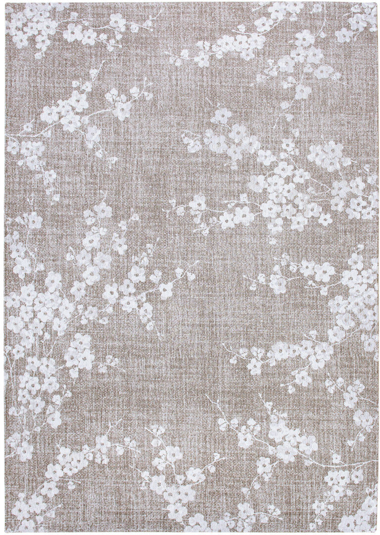 Louis de Poortere Sakura Sakura Morning Mist Recycled P.E.T Area Rug White;Gray Rectangle 80 x 150cm