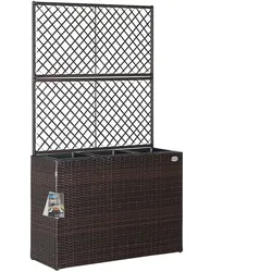 Casaria Casaria Polyrattan Blumenkasten mit Rankgitter Braun