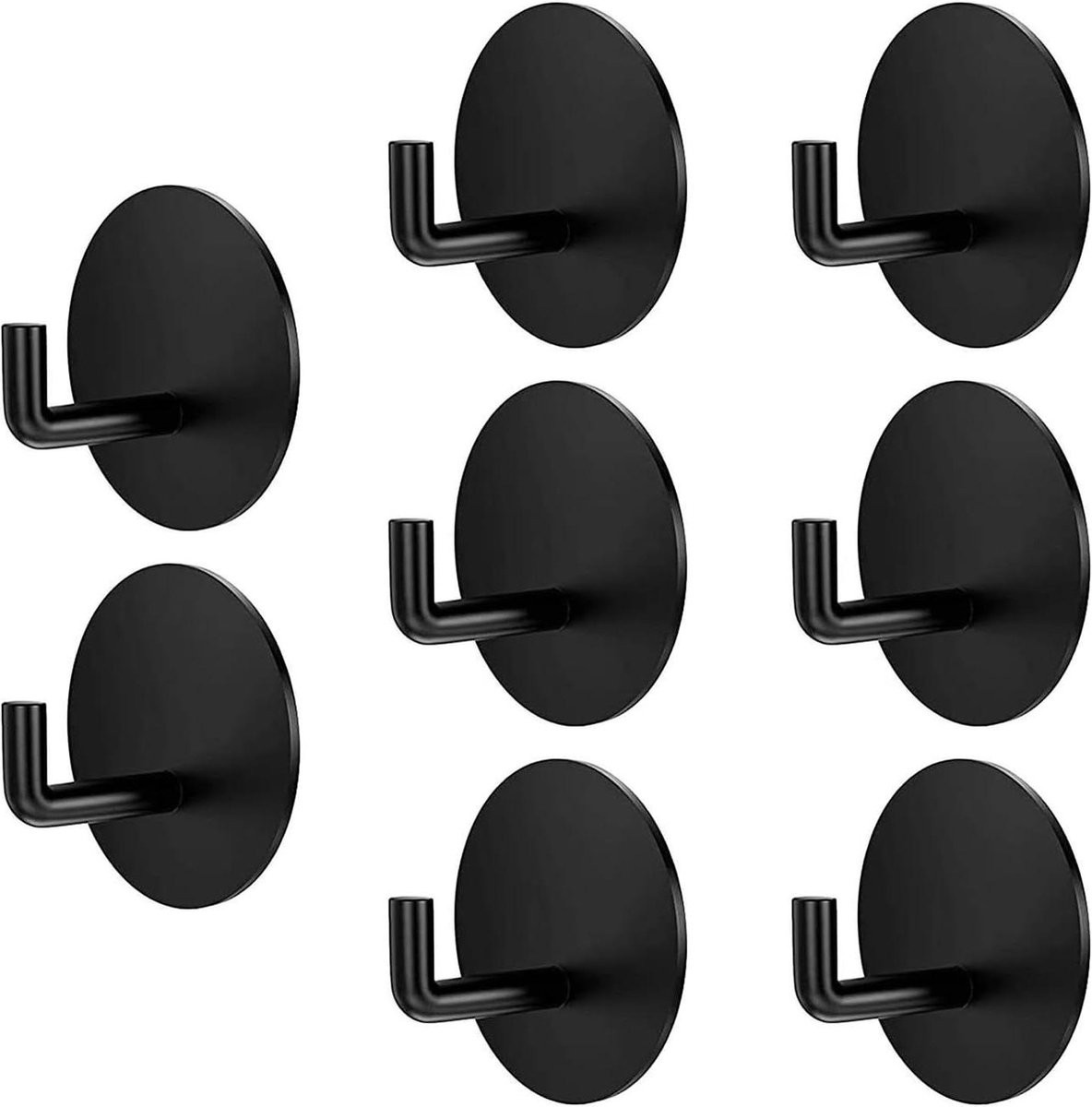Set van 8 multifunctionele zelfklevende muurhaken - Zwart - Decoratief