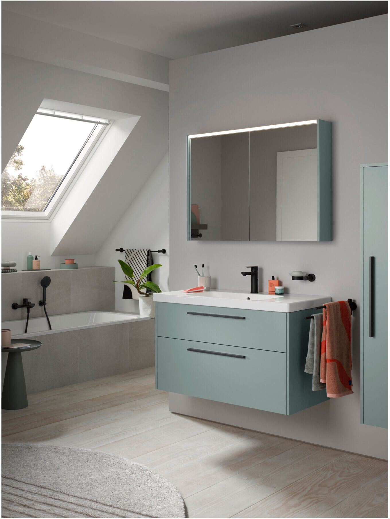 Duravit LED-Spiegel D-Code 2.0 m SD T E 2 T, Lichtf o, 100x70x14,8cm, fjordg ma (DC71070HGHG1000)