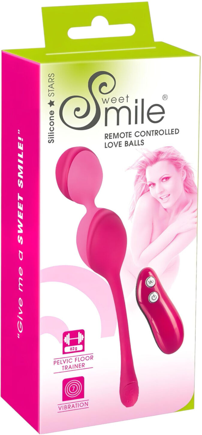 Sweet Smile Smile Love Balls - Bærbart Radiostyret Vibratoræg - 82 G (Pink)