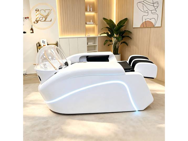 Fauteuil de lavage professionnel électrique ergonomique pour massage et spa capillaire, idéal pour salon de coiffure et barbier