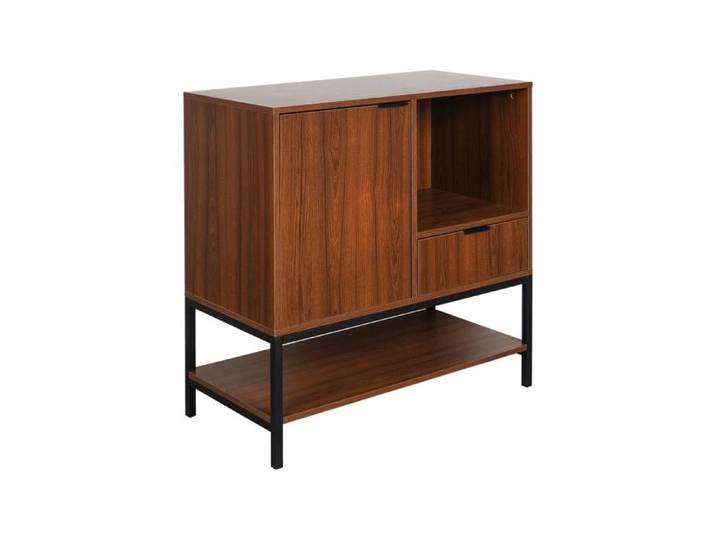 sweeek - Buffet décor bois de noyer 1 porte 80cm WALNUT