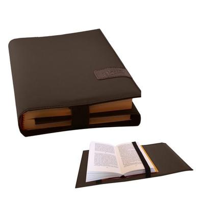 BookSKIN Buch Einband (Größenverstellbar) in Kaffee-Braun mit Lesezeichen