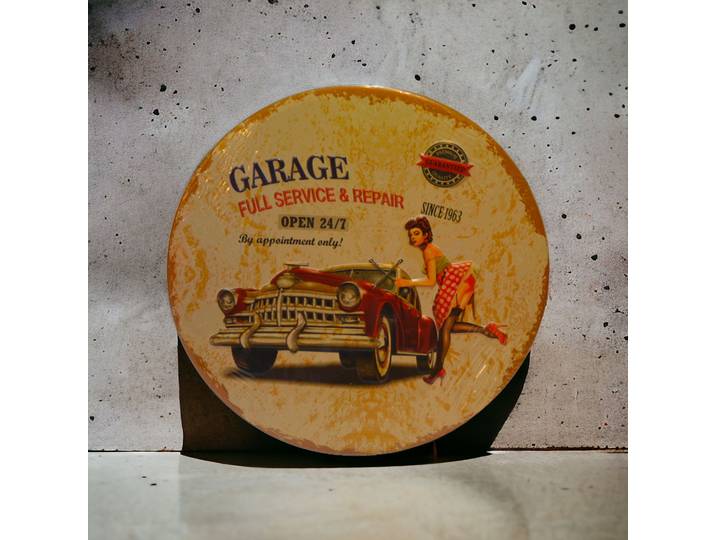 Plaque publicitaire de style Rond avec l'inscription Garage Full service