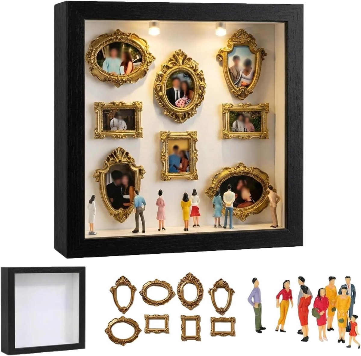 Omgoods DIY Mini Museum Silhouette Box - Creatieve Fotolijst met LED Licht
