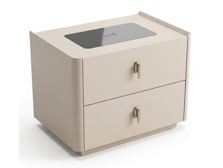 JVmoebel Nachtkonsole Nachttisch Modern Beige Funktional Kompakt Kabelloses Laden Elegant, Made in Europa