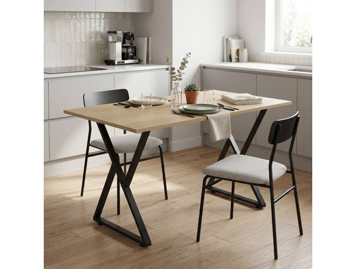 HOMCOM Pieds de Table X Acier Noir Réglables Lot de 2 Industriel
