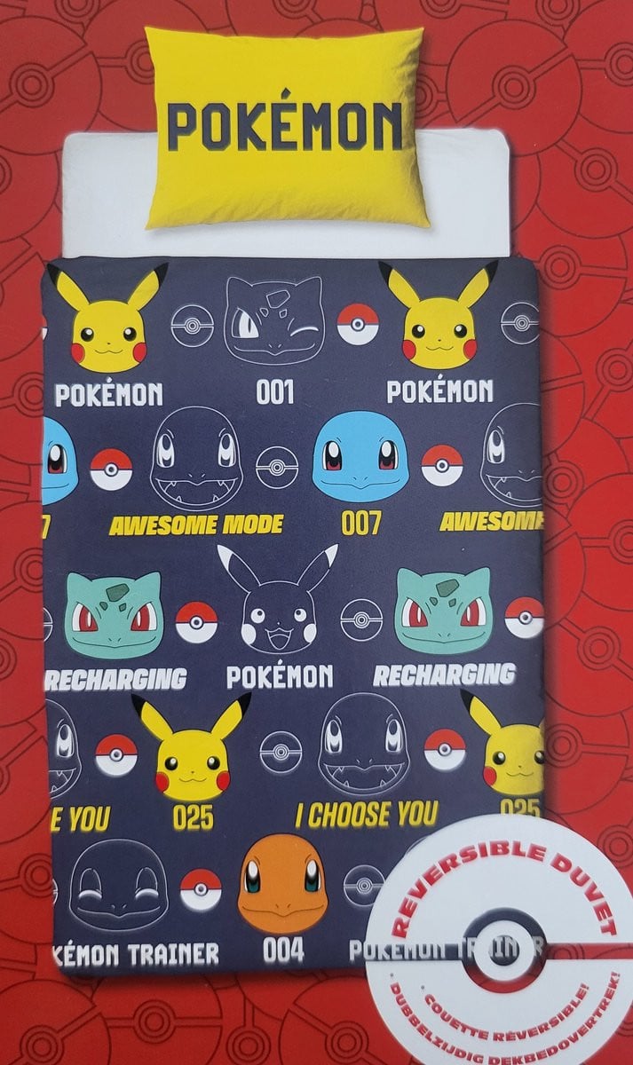 Pokemon Dekbedovertrek voor kinderen, eenpersoons, 140 x 200 cm