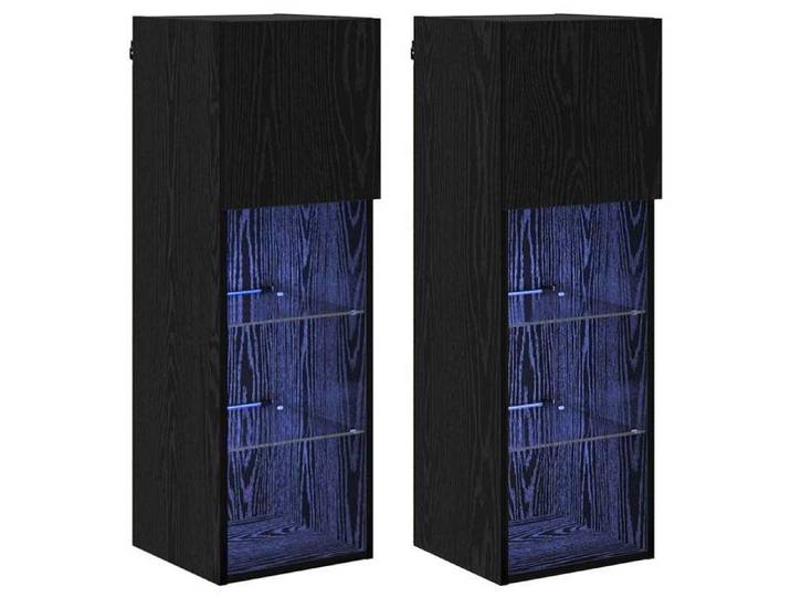 Armoire TV - Contemporain - Meubles TV muraux 2 pc Chêne noir Bois d'ingénierie 944