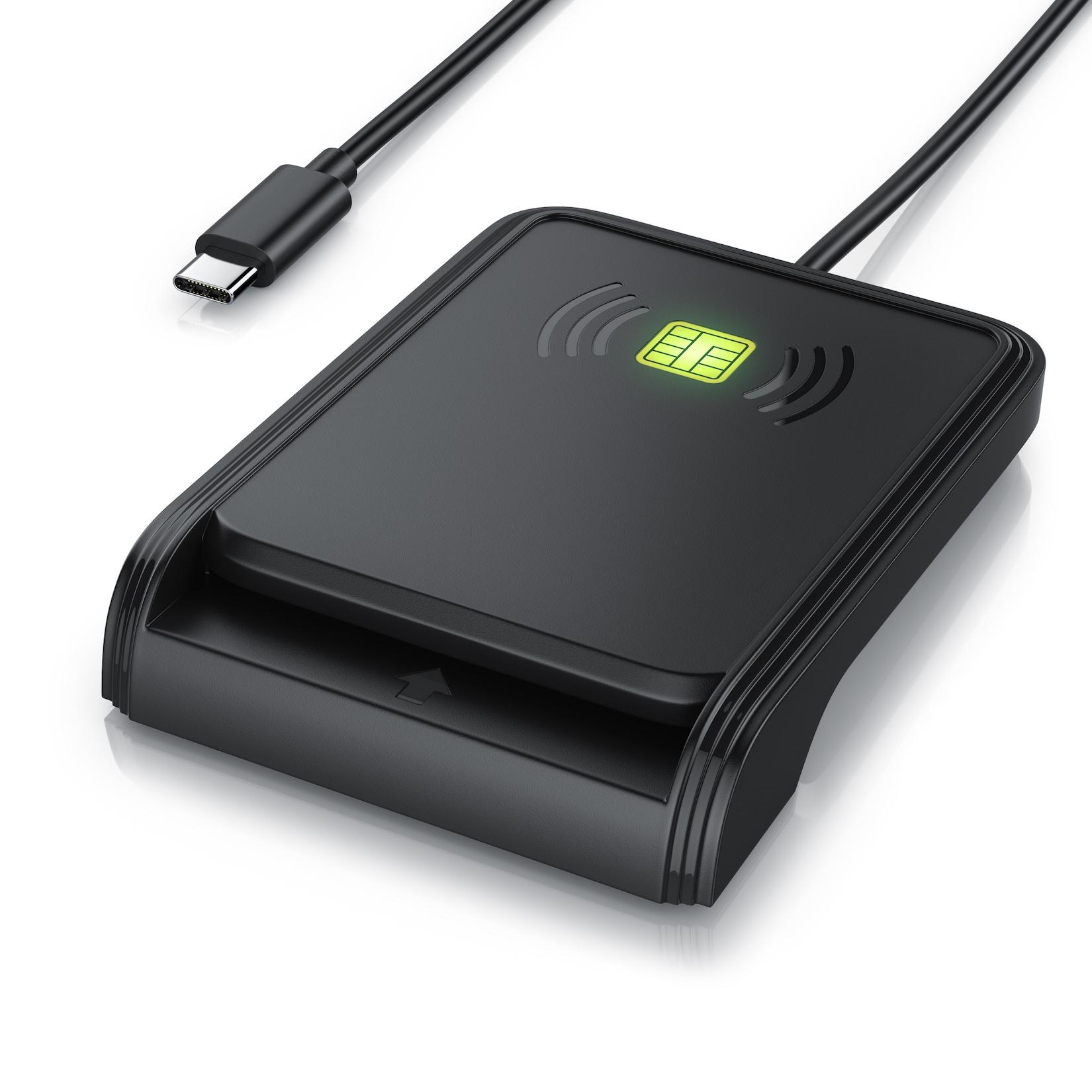 CSL USB Chipkartenleser mit NFC SmartCard Reader SIM Kartenlesegerät kompatibel mit Windows 10 und 11 für neuen Personalausweis und Gesundheitskarte