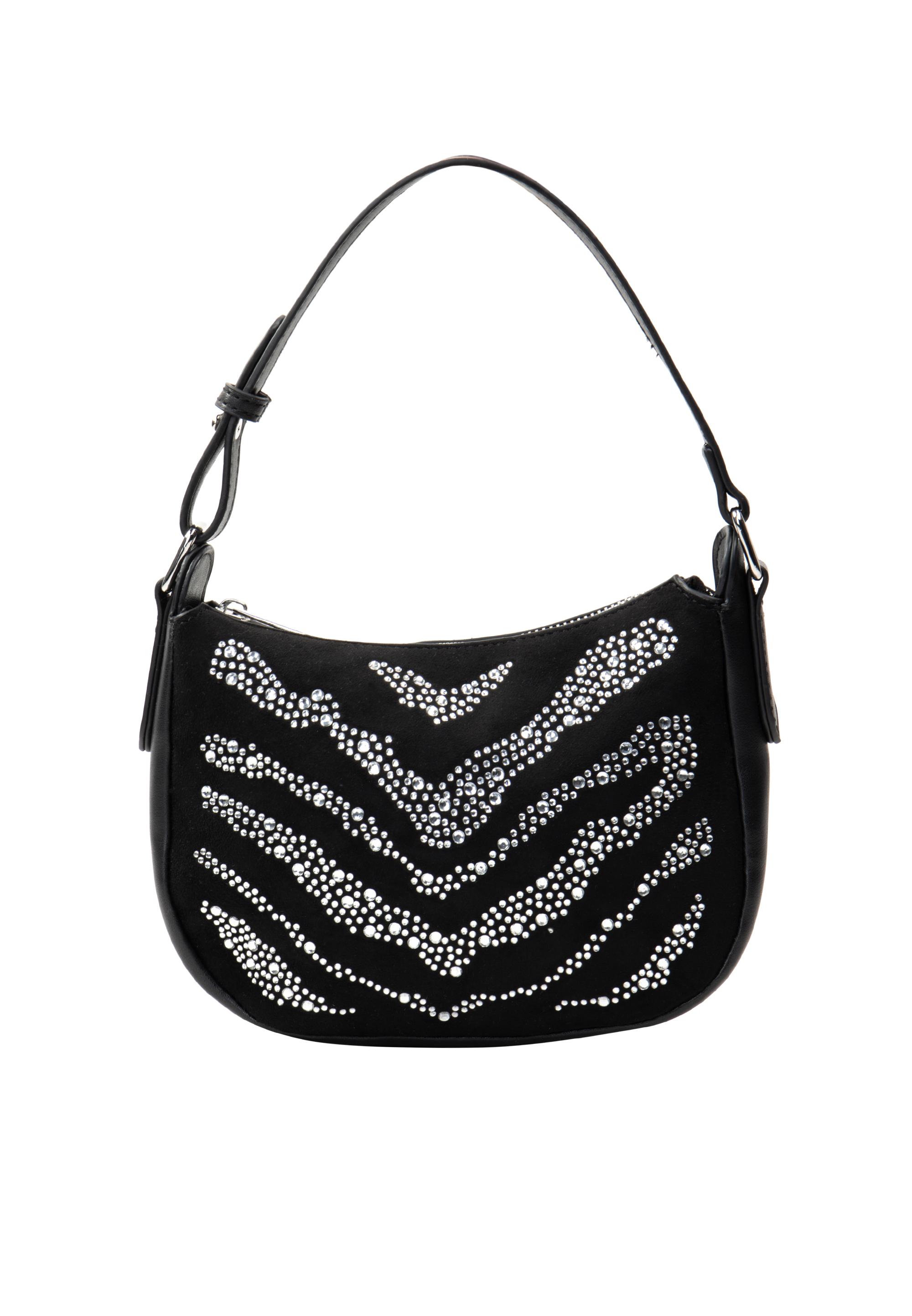 Faina Schoudertas met strass steentjes Dames zwart