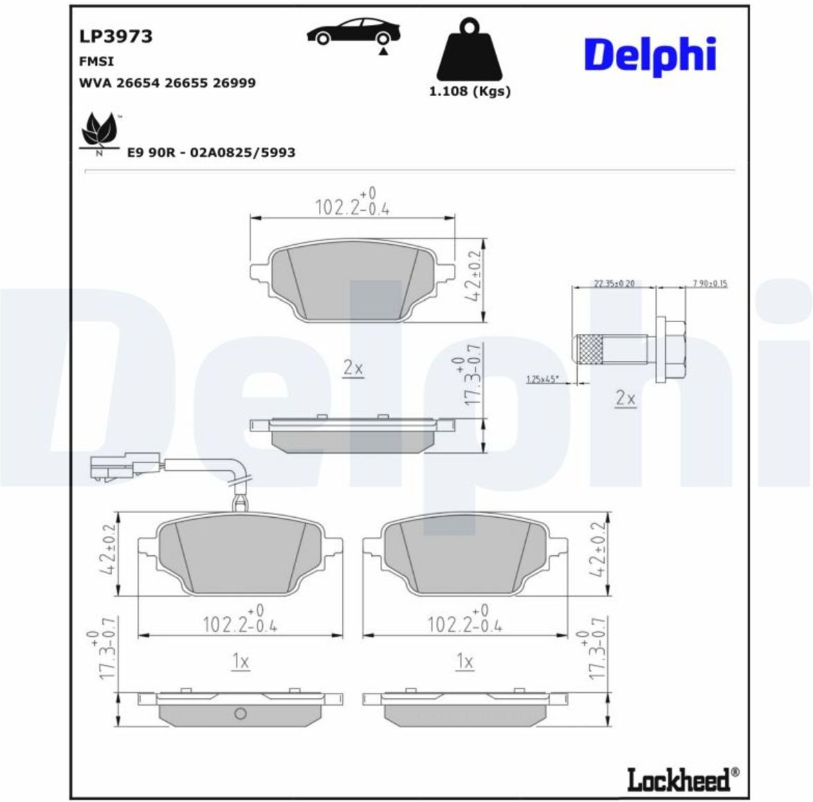 Bremsbelagsatz DELPHI LP3973