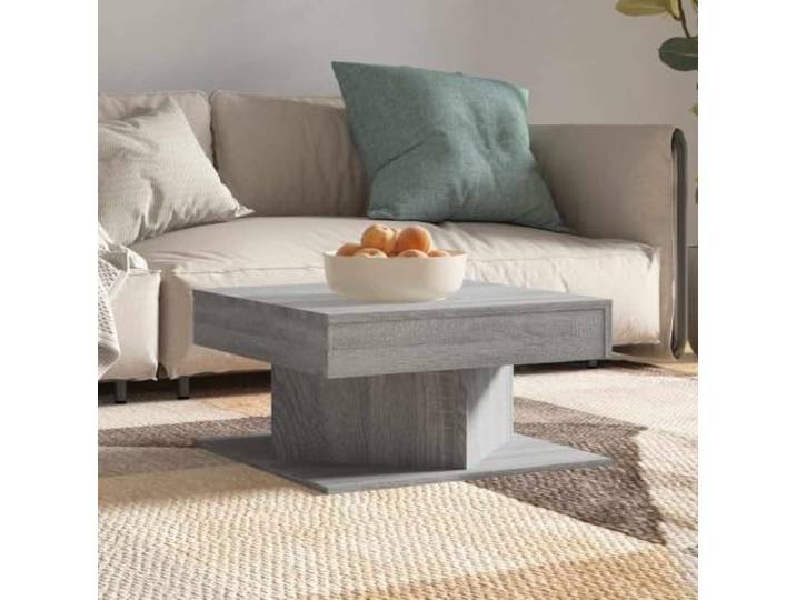 HEFZGDB Grauer Couchtisch Sonoma 57x57x30 cm aus Holzwerkstoff mit eleganter Tischplatte für Wohnzimmer, Stabiler Akzenttisch für Snacks und Getränke, feuchtigkeitsbeständig