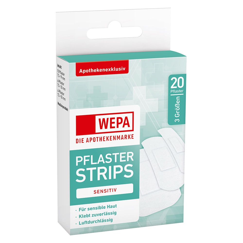 Wepa Pflasterstrips sensitiv 3 Größen 20 St Pflaster