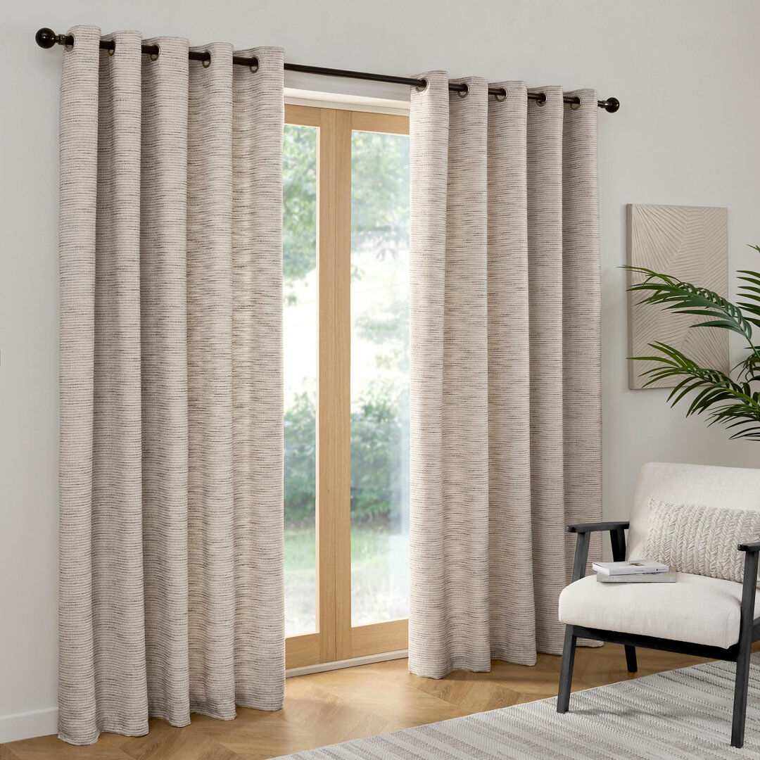 Metro Semi Sheer Curtain Pair Grey 168cm Width x 229cm Drop