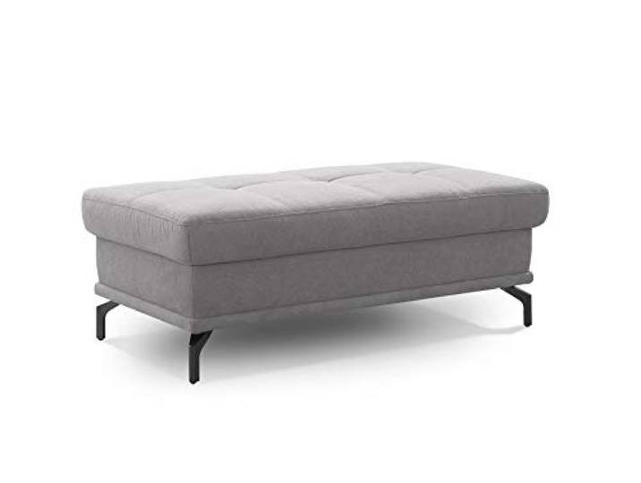 Cavadore Sitzhocker Castiel / Moderner Polsterhocker mit Füßen in Satin-Optik / 138 x 48 x 71 / Webstoff, Hellgrau