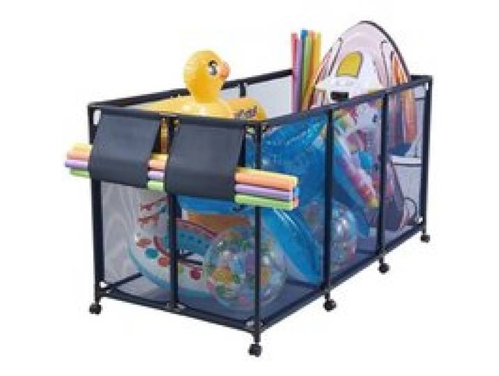 VEVOR Pool Aufbewahrungsbehälter 1755x815x890 mm, Organizer mit Seitentaschen, Metallrahmen, Netzkorb, Aufbewahrungsbox, Organisationskorb, Aufbewahrungskorb, Aufbewahrungswagen für Poolspielzeug
