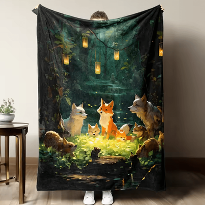 Inspire Curations Forest Fox Soft Flannel Throw Blanket 150x200cm