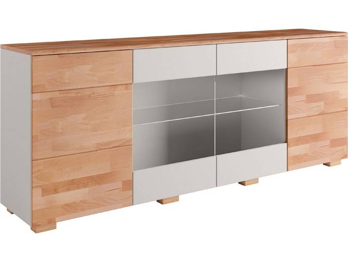 OTTO home Sideboard Citra teilmassiv, Breite 200cm,moderne grifflose Optik mit push to open Funktion