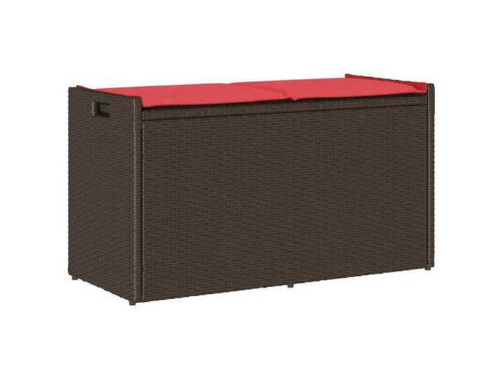 Moderne Banc de rangement extérieur - coussin - marron - 100cm - résine tressée - Coffre de Rangement @FR 4879