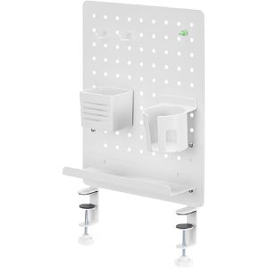 LogiLink Tischtrennwand Pegboard PB0104, weiß, Schreibtischorganizer aus Metall, 42x 48cm
