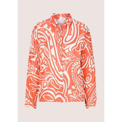 Langarmbluse MADELEINE "Hemdbluse Blusenshirt mit organischem Muster", Damen, Gr. 48, weiß (mango, weiß), Obermaterial: 100% Viskose CV., Modern, Blusen, Kimonoform