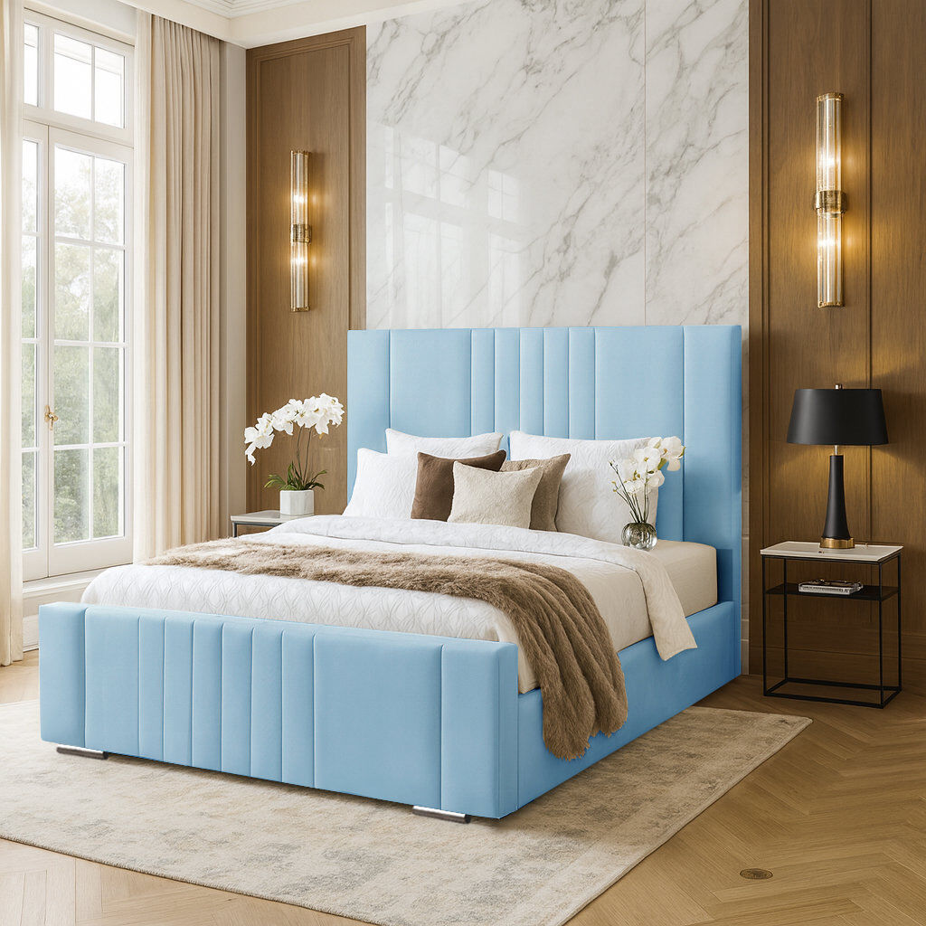 Latitude Run Agaro Upholstered Bed Sky Blue Kingsize (5')
