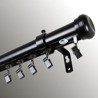 Rod Desyne "Roslin Traverse Curtain Rod Set, 110"" to 156"", Black"