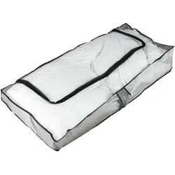 Unterbettkommode transparent – Platzsparend, faltbar & staubdicht für Kleidung, Bettwäsche – 102x45x15cm – PEVA-Material mit Reissverschluss & Griff