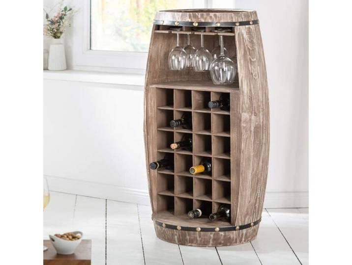 LebensWohnArt Weinregal Flaschenregal BOTELLA 97cm natur Weinfass Pienienholz