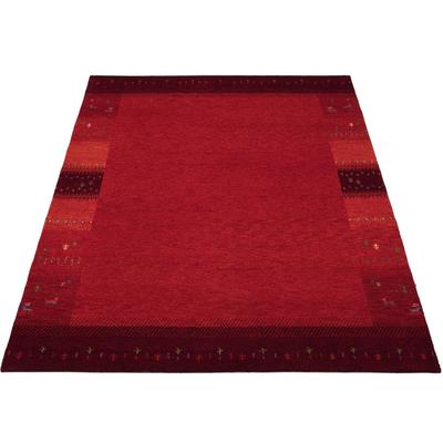 Wollteppich OCI DIE TEPPICHMARKE "INTENSE MALA", rot (dunkelrot), B:90cm H:12mm L:160cm, Schurwolle, Teppiche, handgeknüpft, reine Schurwolle, fußwarm, Wohnzimmer