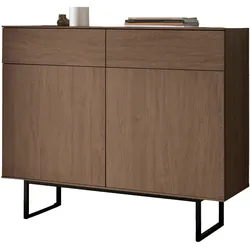 KOMMODE in Nussbaum 115 x 98 cm, Sideboard mit Push-to-Open