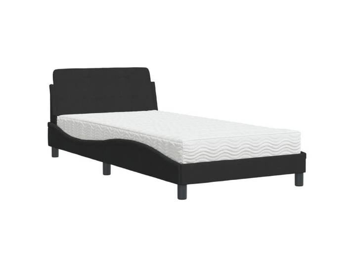Lit d'invité simple Lit Complet/Lit avec matelas noir 100x200 cm velours - 1 Place SP25157BED43189037