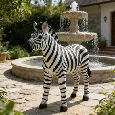 GDFStudio - Resin Simulated Zebra Statue Indoor Outdoor Garden Patio Art Decor Unique Gift