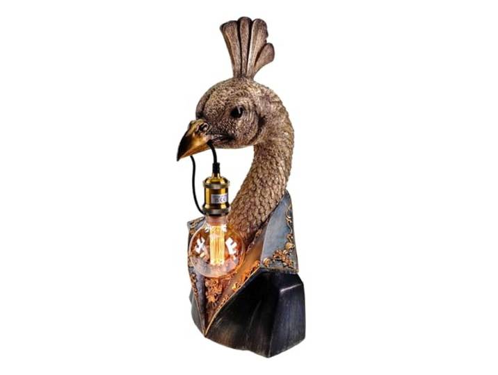 Kremers Schatzkiste Pfau-Stimmungslampe Handbemalt mit LED-Leuchtmittel 4W/1800K, E27-Sockel, Perfekte Geschenkidee für einzigartigen Stil und warmes Ambiente