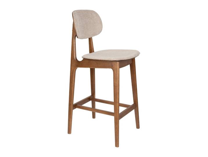 Barhocker Marais im 2er-Set, Beige mit Walnuss-Gestell von Dutchbone