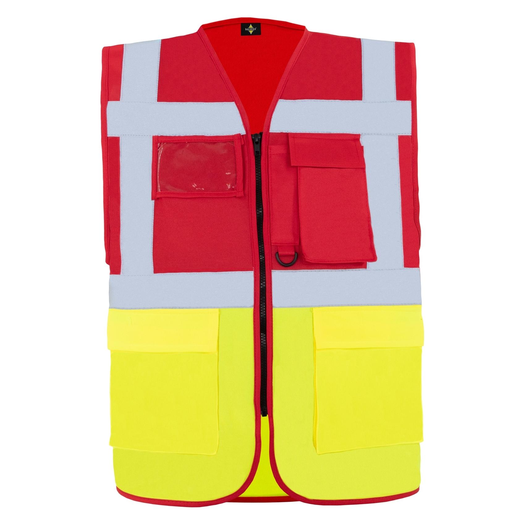Korntex Warnweste Multifunktional Hamburg Rot/Gelb mit 360° Sicherheit 5XL EN ISO 17353 KXCMF (5XL) (KXCMFRG5XL)
