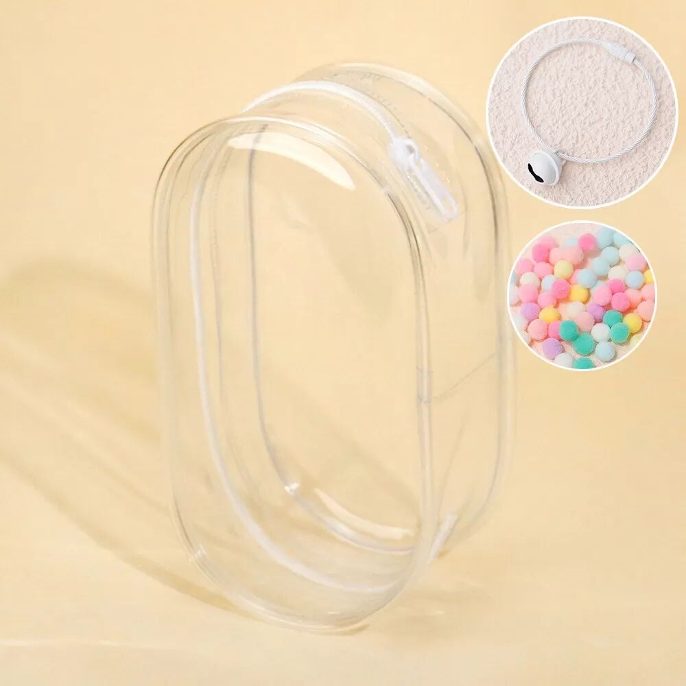INF Kosmetiktasche mit Glöckchenring und Pompon – Ideal für Puppen und Blindboxen Transparent