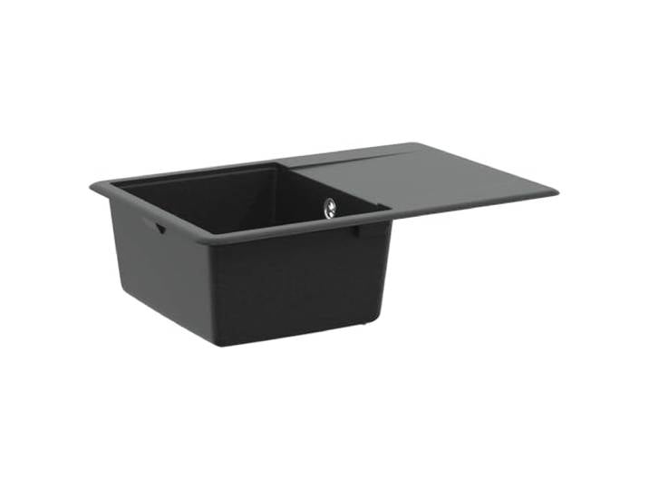 Granit Einbauspüle, Küchenspülbecken 670 x 460 mm, Schwarz Rechteckiges Design, Hitzebeständig, Kratzfest, Einfache Reinigung