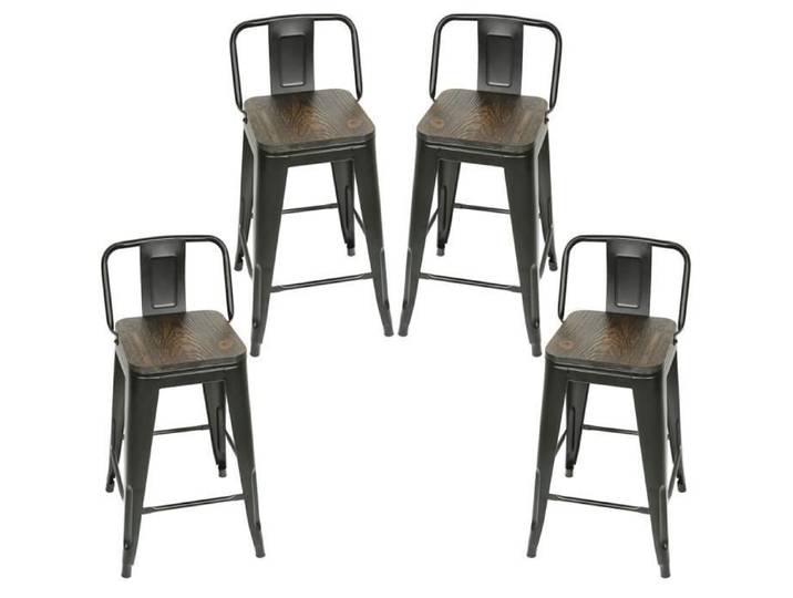 Chaise de bar haute GOLDCMN - Lot de 4 - Style industriel rétro - Capacité portante 150 kg