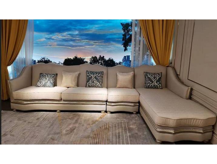 Xlmoebel Ecksofa Luxus Ecksofa von XLMOEBEL in Beige, pflegeleichtes Polyester, Ecksofa 3 Teile, Made in Europa