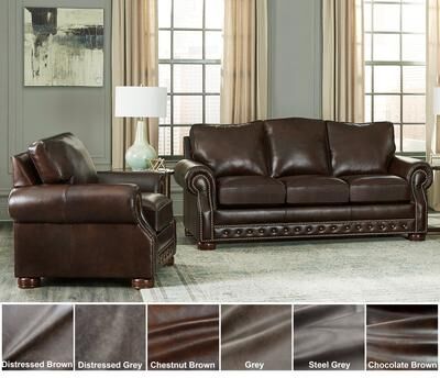 Made in USA Porto Top Grain Leather Sofa and Chair Set