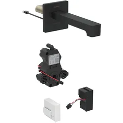Geberit Brenta Waschtischarmatur, Ausladung 220mm, ohne Mischer, Netzbetrieb, für UP-Funktionsbox, 116.291.14.1, Farbe: schwarz matt, easy-to-clean-beschichtet