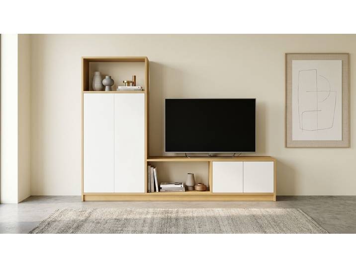 Meuble TV sur mesure Placage de bois Chêne huilé