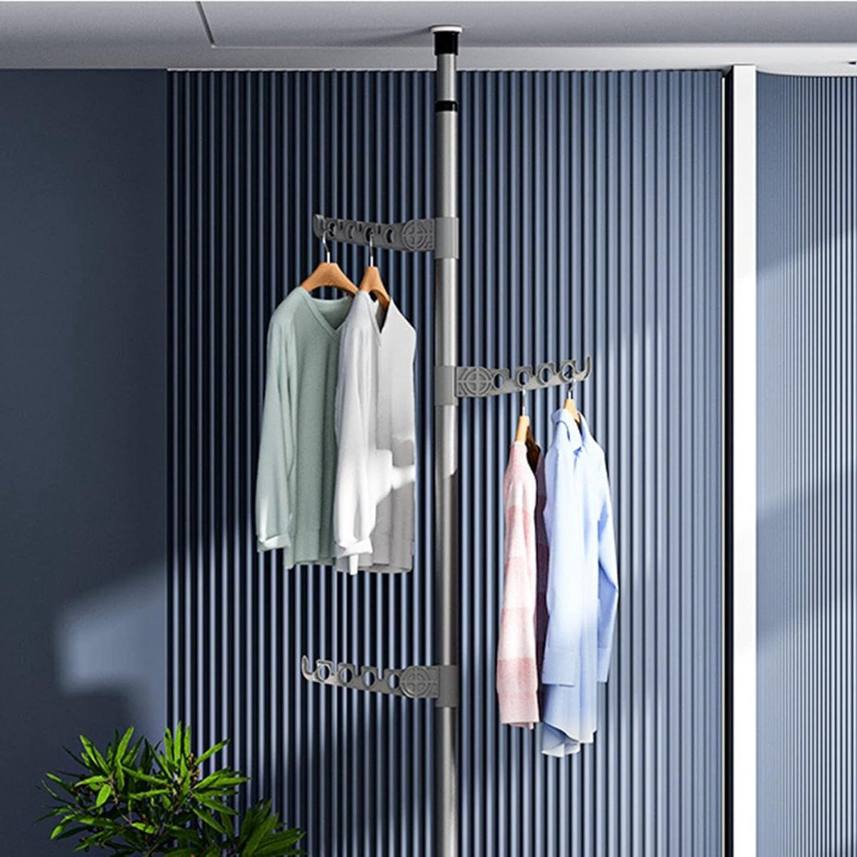 Telescopische kledinghanger wit kledingrek voor slaapkamer en badkamer 1.1-3.1 m